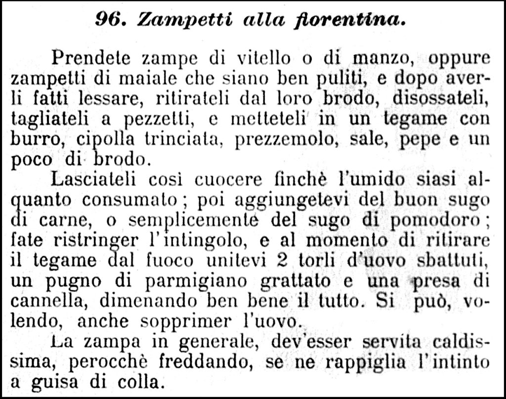 Ettore Grati, la ricetta degli Zampetti alla Fiorentina