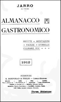 Jarro, Almanacco Gastronomico, 1912