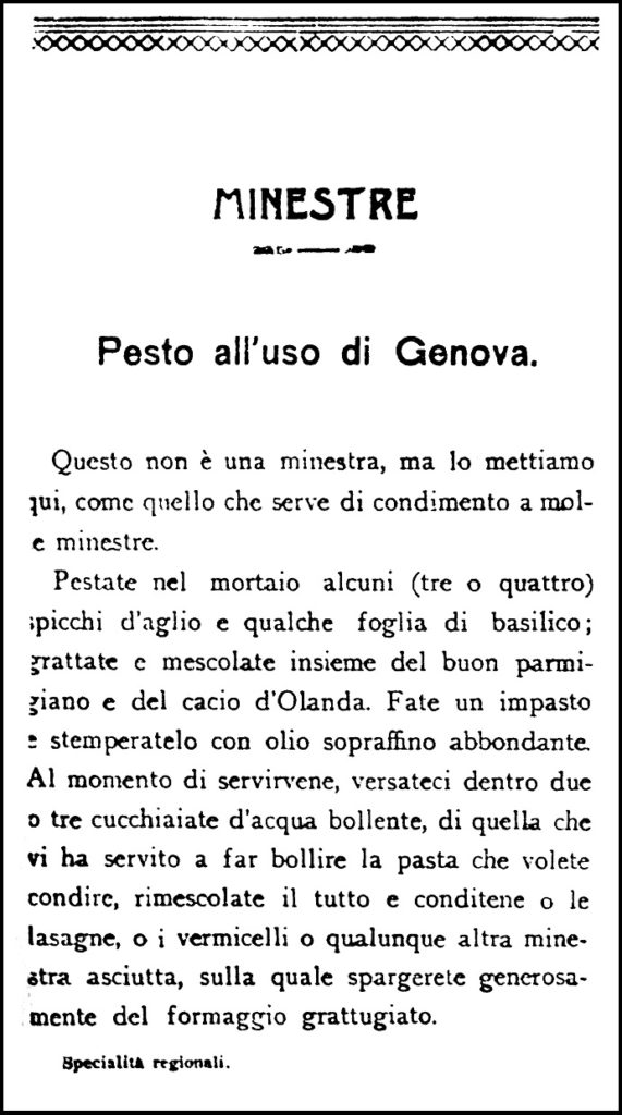 Agnetti, 1913. Il Pesto all'uso di Genova