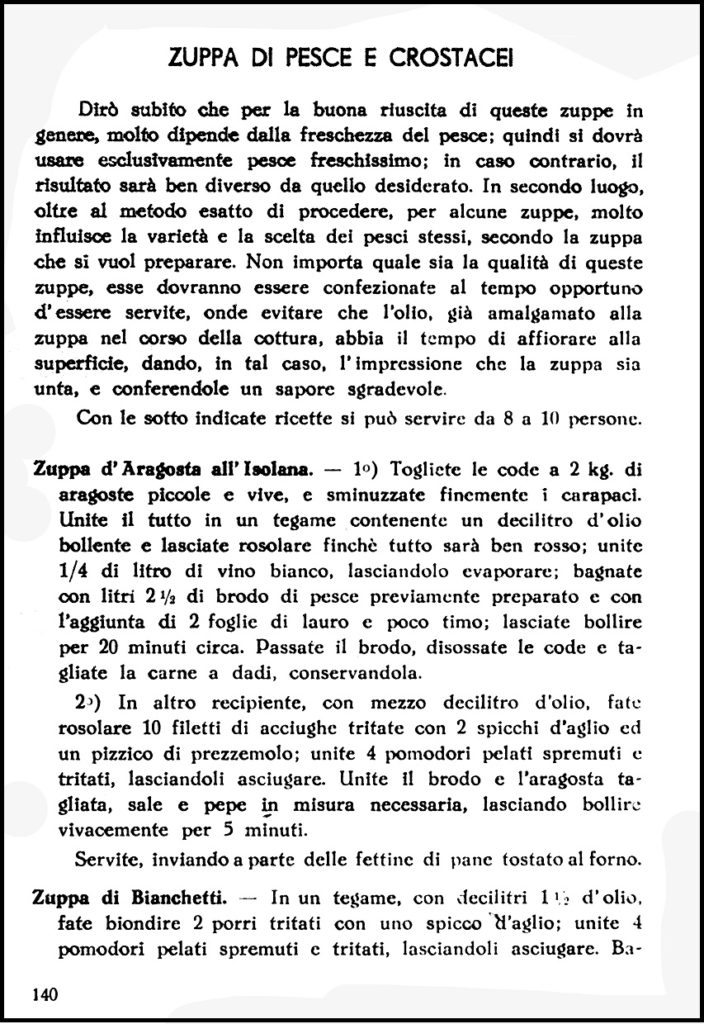 Borrini, Zuppa d'Aragosta all'Isolana