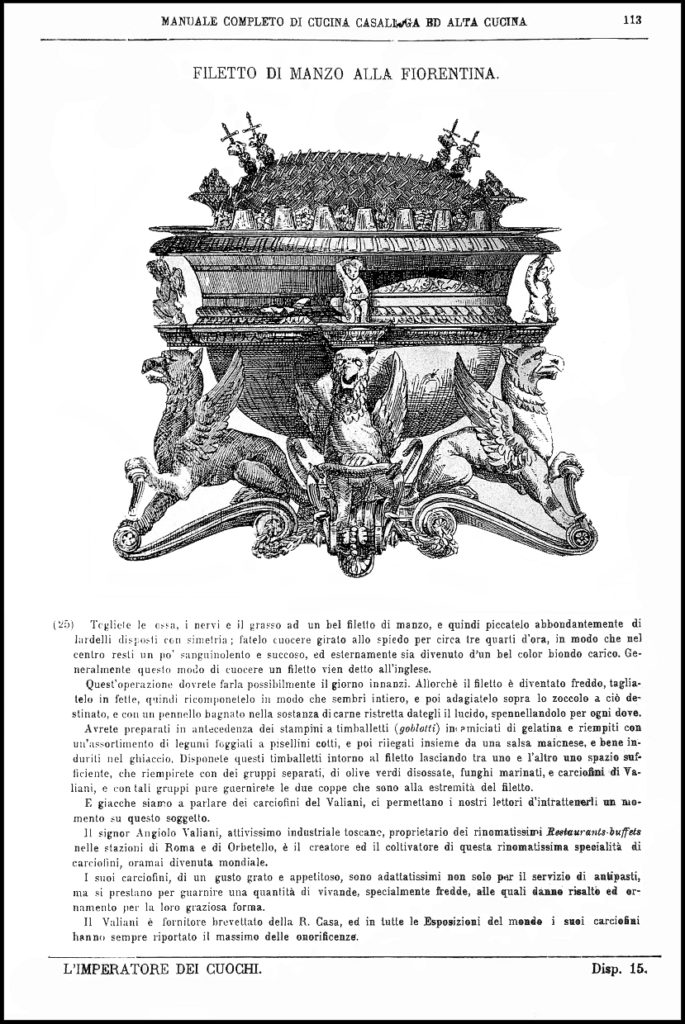 Bossi, 1894. Il Filetto di Manzo alla Fiorentina