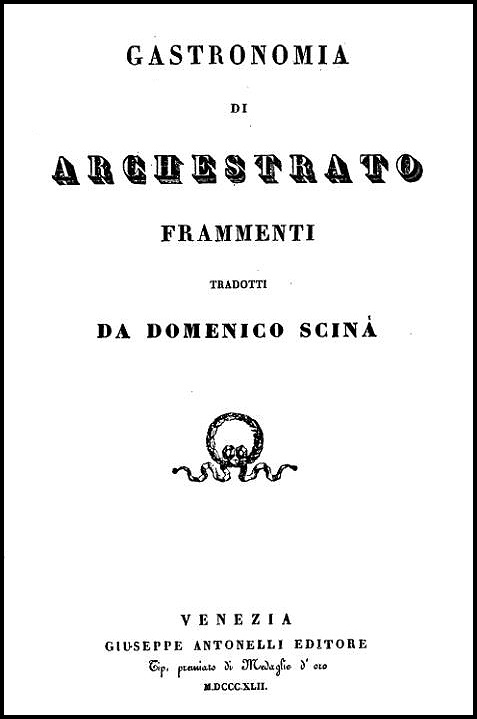 Scinà, Gastronomia di Archestrato, 1842
