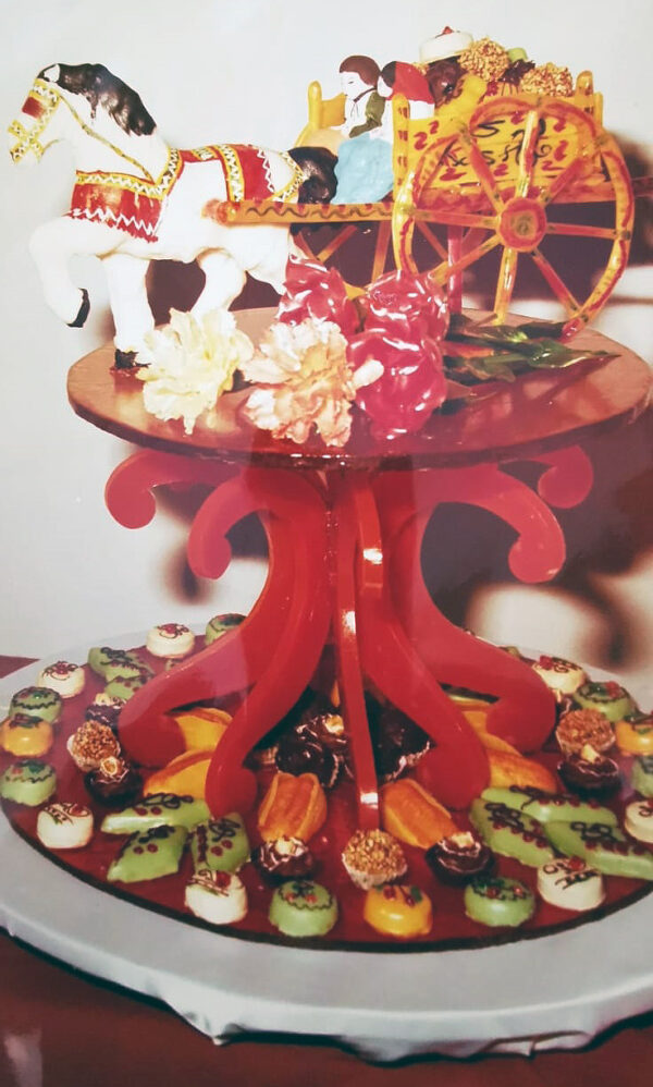 Carretto in zucchero tirato e soffiato, creato da Rossano Boscolo